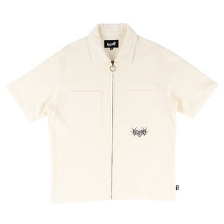 Welcome Skateboards Shirt Sliver Waffle Knit Zip Bone 
