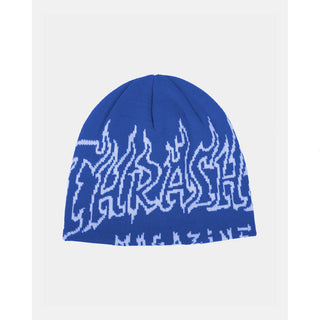 Thrasher Magazine Beanie Fire Outlined Skully Blue