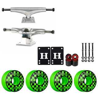 Thunder Skateboard Trucks 145 7.62" Kit Bones 52mm V4 Block Party Green Wheels/Bearings/Hardware