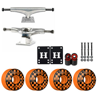 Thunder Skateboard Trucks 143 7.125" Kit Bones 52mm V4 Block Party Orange Wheels/Bearings/Hardware