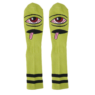 Toy Machine Skateboards Socks Bloodshot Eye Green OS Adult Crew
