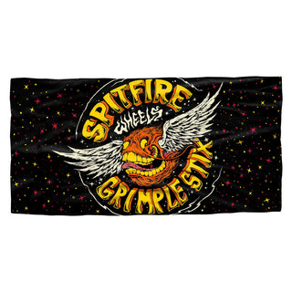 Spitfire x Grimple Stix Skateboard Beach Towel Flying Grimple 30" x 60" Black