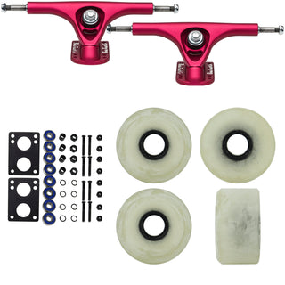 Paris Longboard Trucks, Wheels, Hardware, and Abec 7 Bearings Kit - V2 180 Fuschia + Blank Ghost White 65mm 78A
