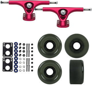 Paris Longboard Trucks, Wheels, Hardware, and Abec 7 Bearings Kit - V2 180 Fuschia + Blank Smoked Black 65mm 78A