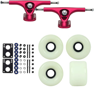 Paris Longboard Trucks, Wheels, Hardware, and Abec 7 Bearings Kit - V2 180 Fuschia + Blank White 65mm 82A