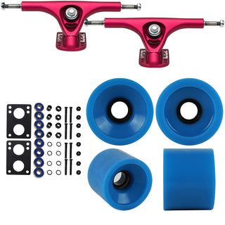 Paris Longboard Trucks, Wheels, Hardware, and Abec 7 Bearings Kit - V2 180 Fuschia + Blank Royal Blue 68mm 78A