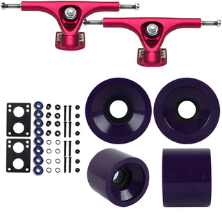 Paris Longboard Trucks, Wheels, Hardware, and Abec 7 Bearings Kit - V2 180 Fuschia + Blank Eggplant Purple 68mm 78A