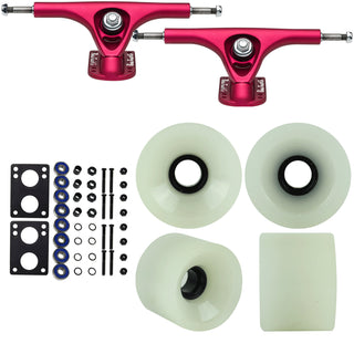Paris Longboard Trucks, Wheels, Hardware, and Abec 7 Bearings Kit - V2 180 Fuschia + Blank White (Discolored) 68mm 78A