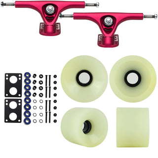 Paris Longboard Trucks, Wheels, Hardware, and Abec 7 Bearings Kit - V2 180 Fuschia + Blank White (Discolored) 74mm 78A