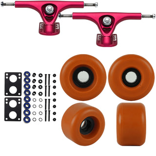 Paris Longboard Trucks, Wheels, Hardware, and Abec 7 Bearings Kit - V2 180 Fuschia + Blank Clay 71mm 82A
