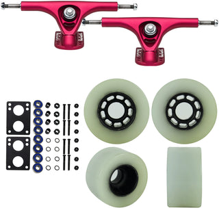 Paris Longboard Trucks, Wheels, Hardware, and Abec 7 Bearings Kit - V2 180 Fuschia + Blank White 70mm 78A