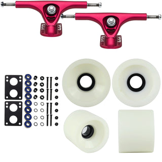 Paris Longboard Trucks, Wheels, Hardware, and Abec 7 Bearings Kit - V2 180 Fuschia + Blank White 68mm 78A