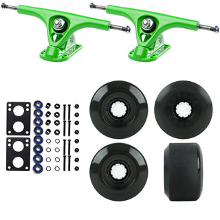 Paris Longboard Trucks, Wheels, Hardware, and Abec 7 Bearings Kit - V2 180 Green + Blank Black 65mm 78A