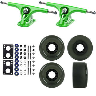 Paris Longboard Trucks, Wheels, Hardware, and Abec 7 Bearings Kit - V2 180 Green + Blank Smoked Black 65mm 78A