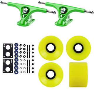 Paris Longboard Trucks, Wheels, Hardware, and Abec 7 Bearings Kit - V2 180 Green + Blank Yellow 65mm 82A
