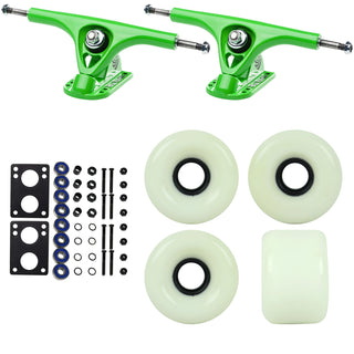 Paris Longboard Trucks, Wheels, Hardware, and Abec 7 Bearings Kit - V2 180 Green + Blank White 65mm 82A