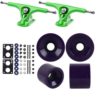 Paris Longboard Trucks, Wheels, Hardware, and Abec 7 Bearings Kit - V2 180 Green + Blank Eggplant Purple 68mm 78A