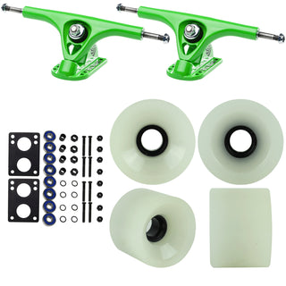 Paris Longboard Trucks, Wheels, Hardware, and Abec 7 Bearings Kit - V2 180 Green + Blank White (Discolored) 68mm 78A