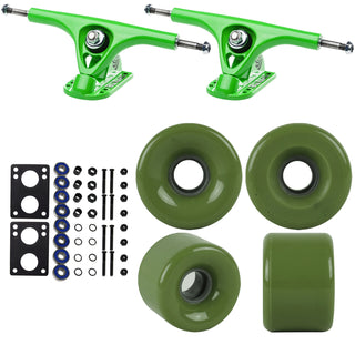 Paris Longboard Trucks, Wheels, Hardware, and Abec 7 Bearings Kit - V2 180 Green + Blank Military Green 64mm 82A