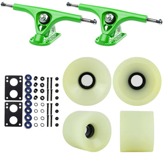 Paris Longboard Trucks, Wheels, Hardware, and Abec 7 Bearings Kit - V2 180 Green + Blank White (Discolored) 74mm 78A