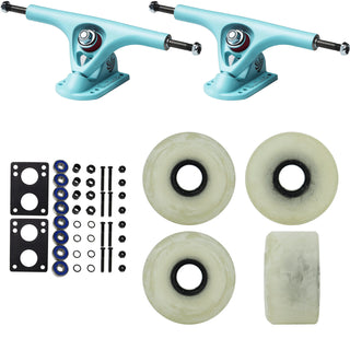 Paris Longboard Trucks, Wheels, Hardware, and Abec 7 Bearings Kit - V2 180 Blue + Blank Ghost White 65mm 78A