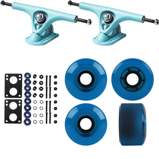Paris Longboard Trucks, Wheels, Hardware, and Abec 7 Bearings Kit - V2 180 Blue + Blank Clear Blue 65mm 78A