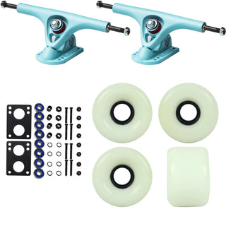 Paris Longboard Trucks, Wheels, Hardware, and Abec 7 Bearings Kit - V2 180 Blue + Blank White 65mm 82A