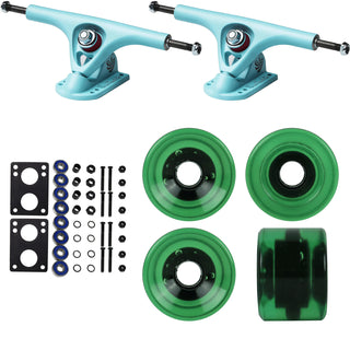 Paris Longboard Trucks, Wheels, Hardware, and Abec 7 Bearings Kit - V2 180 Blue + Blank Dark Green 64mm 82A