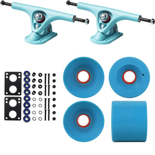 Paris Longboard Trucks, Wheels, Hardware, and Abec 7 Bearings Kit - V2 180 Blue + Blank Cyan Blue 64mm 81A