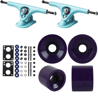 Paris Longboard Trucks, Wheels, Hardware, and Abec 7 Bearings Kit - V2 180 Blue + Blank Eggplant Purple 68mm 78A
