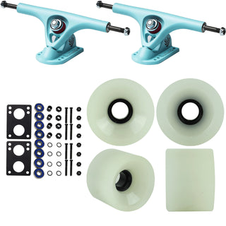 Paris Longboard Trucks, Wheels, Hardware, and Abec 7 Bearings Kit - V2 180 Blue + Blank White (Discolored) 68mm 78A
