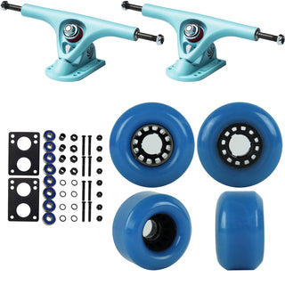 Paris Longboard Trucks, Wheels, Hardware, and Abec 7 Bearings Kit - V2 180 Blue + Blank Blue 76mm 82A