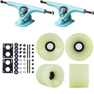 Paris Longboard Trucks, Wheels, Hardware, and Abec 7 Bearings Kit - V2 180 Blue + Blank White (Discolored) 74mm 78A