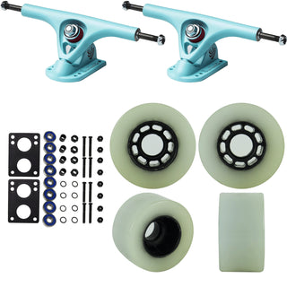 Paris Longboard Trucks, Wheels, Hardware, and Abec 7 Bearings Kit - V2 180 Blue + Blank White 70mm 78A