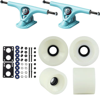 Paris Longboard Trucks, Wheels, Hardware, and Abec 7 Bearings Kit - V2 180 Blue + Blank White 68mm 78A