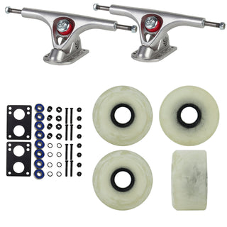 Paris Longboard Trucks, Wheels, Hardware, and Abec 7 Bearings Kit - V2 180 Raw + Blank Ghost White 65mm 78A