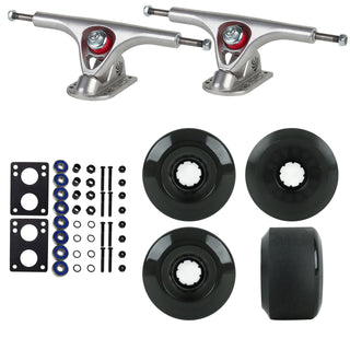 Paris Longboard Trucks, Wheels, Hardware, and Abec 7 Bearings Kit - V2 180 Raw + Blank Black 65mm 78A