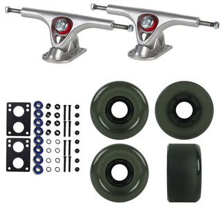 Paris Longboard Trucks, Wheels, Hardware, and Abec 7 Bearings Kit - V2 180 Raw + Blank Smoked Black 65mm 78A