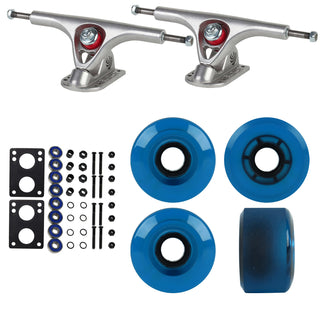 Paris Longboard Trucks, Wheels, Hardware, and Abec 7 Bearings Kit - V2 180 Raw + Blank Clear Blue 65mm 78A