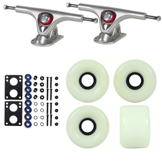 Paris Longboard Trucks, Wheels, Hardware, and Abec 7 Bearings Kit - V2 180 Raw + Blank White 65mm 82A