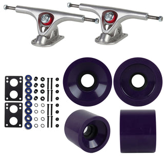 Paris Longboard Trucks, Wheels, Hardware, and Abec 7 Bearings Kit - V2 180 Raw + Blank Eggplant Purple 68mm 78A