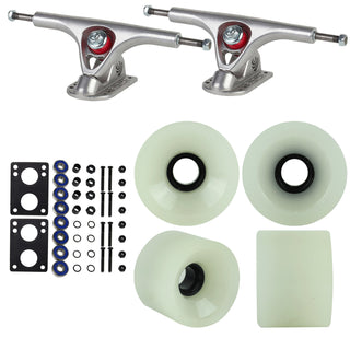 Paris Longboard Trucks, Wheels, Hardware, and Abec 7 Bearings Kit - V2 180 Raw + Blank White (Discolored) 68mm 78A
