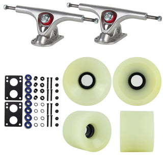 Paris Longboard Trucks, Wheels, Hardware, and Abec 7 Bearings Kit - V2 180 Raw + Blank White (Discolored) 74mm 78A