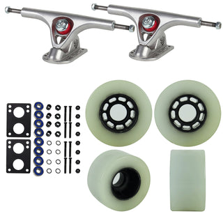 Paris Longboard Trucks, Wheels, Hardware, and Abec 7 Bearings Kit - V2 180 Raw + Blank White 70mm 78A