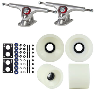 Paris Longboard Trucks, Wheels, Hardware, and Abec 7 Bearings Kit - V2 180 Raw + Blank White 68mm 78A