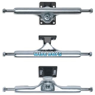 Slappy x Heroin Skateboard Trucks ST1 Hollow Wide Boys 10.5" Silver/Black Pair