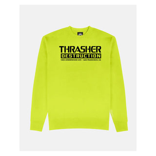 Thrasher Magazine Sweatshirt Destruction Safety High Vis Green