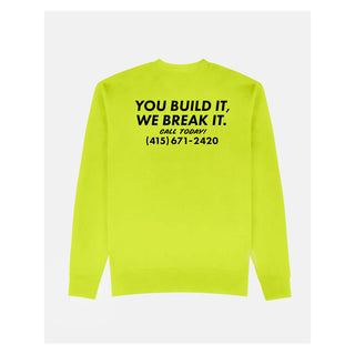 Thrasher Magazine Sweatshirt Destruction Safety High Vis Green
