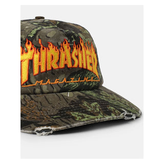 Thrasher Magazine Skateboard Hat Flame Distressed Snapback Camo