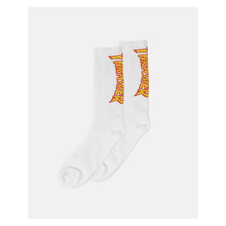 Thrasher Socks Flame Logo Crew White